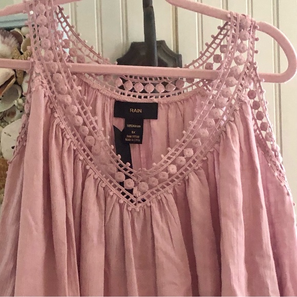 NWT! Sweet Feminine Pink Mauve Lace Cold Shoulder Top Sz 2X - Picture 2 of 10